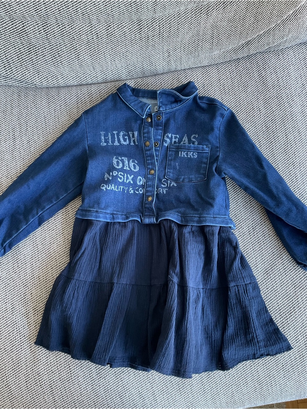 Ikks Navy Blue Girls' Denim Jacket Dress